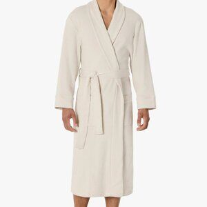 Amazon Basics Men's Waffle Knit Bathrobe, M/L Tan/Beige
